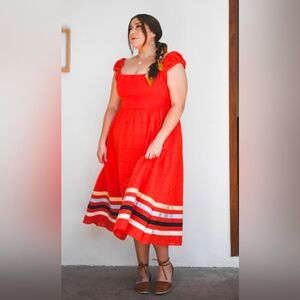 BYELLOWTAIL Smocked Midi Dress - Poppy 2XL